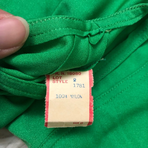 SOLD Vintage 70s 80s Jane Andre Elegant V-neck Jersey Long Sleeve Green Maxi 8 - Picture 10 of 13